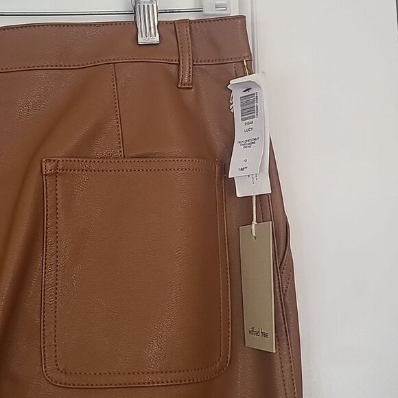 Wilfred Free Lucy Vegan Leather Utility Pants Chestnut Brown Size 10 - Picture 10 of 14